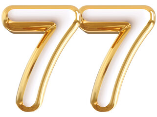 3d number 77 - gold number