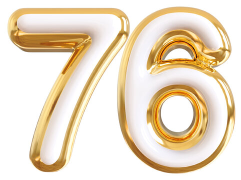 3d number 76 - gold number