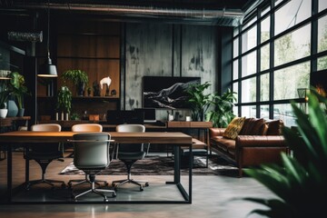Fototapeta premium Interior of a modern business office of a startup company designed in a nordic contemporary style