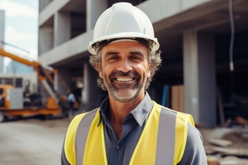 Smiling portrait of a happy male swedish developer or architect working on a construction site