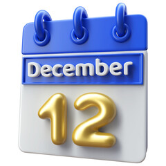 Calendar December 12th - Icon 3d Calendar