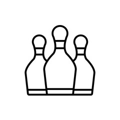 Bowling pin sport and fitness icon with black outline style. bowling, strike, game, sport, competition, pin, spare. Vector illustration