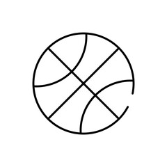 Basketball sport and fitness icon with black outline. basketball, sport, ball, game, team, competition, basket. Vector illustration
