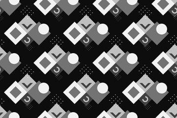 Fototapeta na wymiar Geometric seamless pattern with black and white color. Simple regular background. Vector illustration