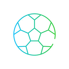 Obraz premium Ball sport and fitness icon with blue and green gradient outline. ball, isolated, circle, game, sport, sphere, play. Vector illustration