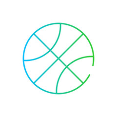 Basketball sport and fitness icon with blue and green gradient outline. basketball, sport, ball, game, team, competition, basket. Vector illustration