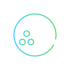 Bowling sport and fitness icon with blue and green gradient outline. ball, game, bowling, sport, competition, strike, leisure. Vector illustration