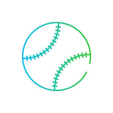 Baseball sport and fitness icon with blue and green gradient outline. baseball, sport, ball, team, league, game, field. Vector illustration