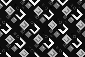 Geometric seamless pattern with black and white color. Simple regular background. Vector illustration