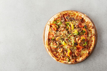 pizza on a board
