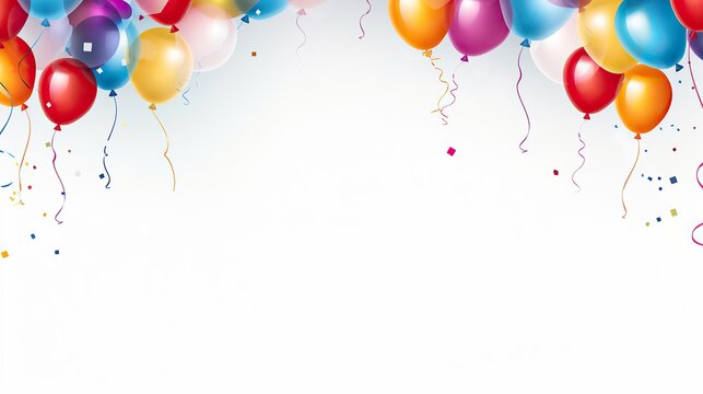 horizontal illustration happy birthday Celebrated with balloons and confetti