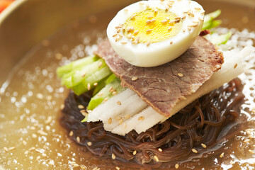 Korean traditional food Cold Buckwheat Noodles  