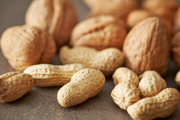 raw nuts, Walnuts and peanuts