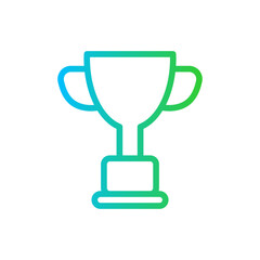 Trophy sport and fitness icon with blue and green gradient outline style. prize, winner, trophy, reward, award, success, cup. Vector illustration