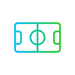 Football field sport and fitness icon with blue and green gradient outline style. football, sport, field, symbol, soccer, goal, game. Vector illustration