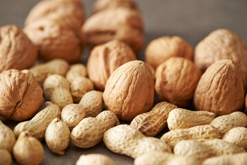 raw nuts, Walnuts and peanuts