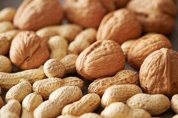 raw nuts, Walnuts and peanuts