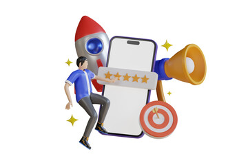 Social Media Marketing Review 3d Illustration