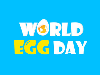 Naklejka na ściany i meble World Egg Day horizontal banner isolated on a blue background. Egg Day poster, banner. Vector Illustration design.