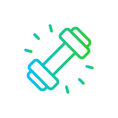 Dumbbell sport and fitness icon with blue and green gradient outline style. gym, sport, health, weight, fitness, exercise, muscle. Vector illustration