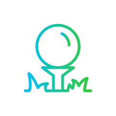 Golf sport and fitness icon with blue and green gradient outline style. golf, ball, club, flag, hole, symbol, sport. Vector illustration