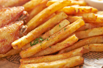 French fries on cutting board