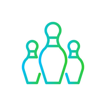 recommend clip art: Bowling sport and fitness icon with blue and green gradient outline style. bowling, sport, ball, game, strike, competition, web. Vector illustration