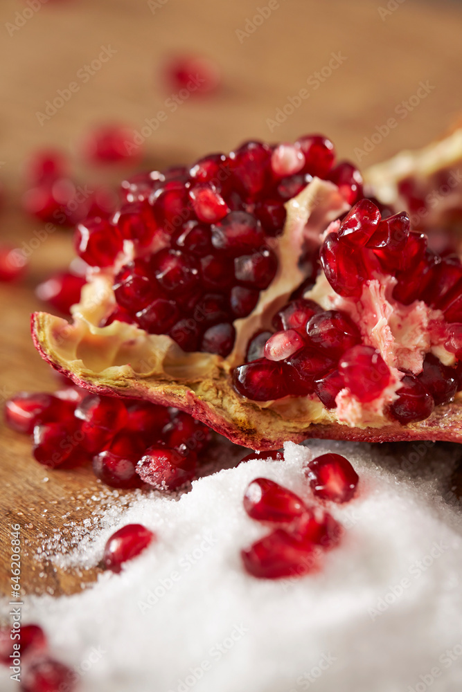 Wall mural pomegranate seeds mixed with sugar