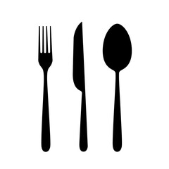 Set of vector cutlery. Fork knife. Flat style.