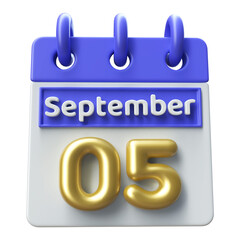 5th September -  Icon 3d Calendar of Day