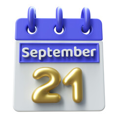 21st September -  Icon 3d Calendar of Day
