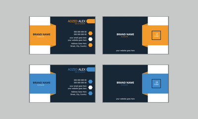  creative vector modern and clean simple corporate business card template with double sided orange and dark blue 