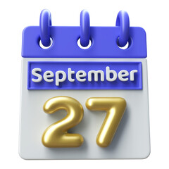 27th September -  Icon 3d Calendar of Day
