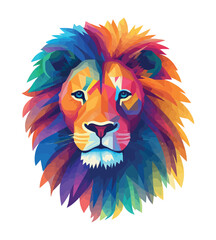 Geometric Head Lion Mane icon isolated