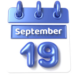 19th September -  Icon 3d Calendar of Day