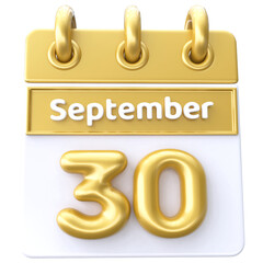 30th September -  Icon 3d Calendar of Day Gold