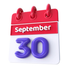 30th September -  Icon 3d Calendar of Day