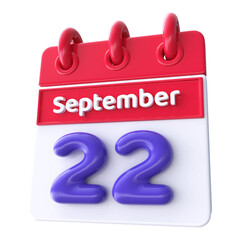 22nd September -  Icon 3d Calendar of Day