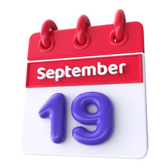 19th September -  Icon 3d Calendar of Day