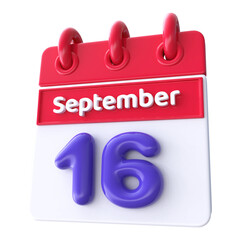 16th September -  Icon 3d Calendar of Day