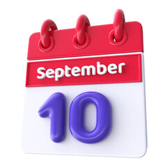 10th September -  Icon 3d Calendar of Day