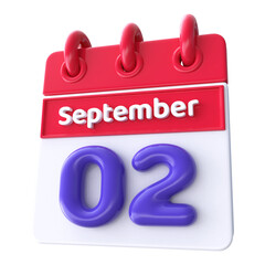 2nd September -  Icon 3d Calendar of Day