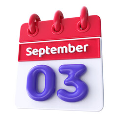 3rd September -  Icon 3d Calendar of Day