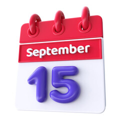 15th September -  Icon 3d Calendar of Day