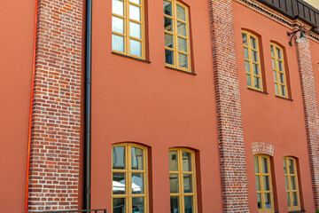 newly renovated building facade in old industrial district