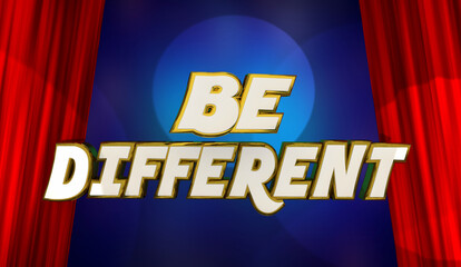 Be Different Red Curtains Spotlight Unique Special Stand Out 3d Illustration