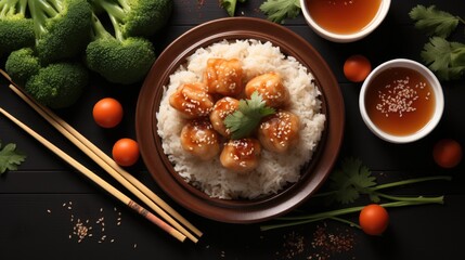 Fototapeta na wymiar Chinese food background with copy space.