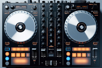 Fototapeta premium DJ mixer, DJ controller, Top view.