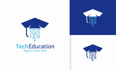 Vector tech education logo design concept, academy logo template