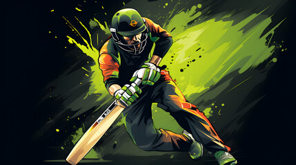 Fototapeta premium batsman with bat abstract illustration